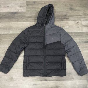 Spyder Nexus Puffer Coat Jacket Mens Size Medium Hooded Hoodie Black Gray